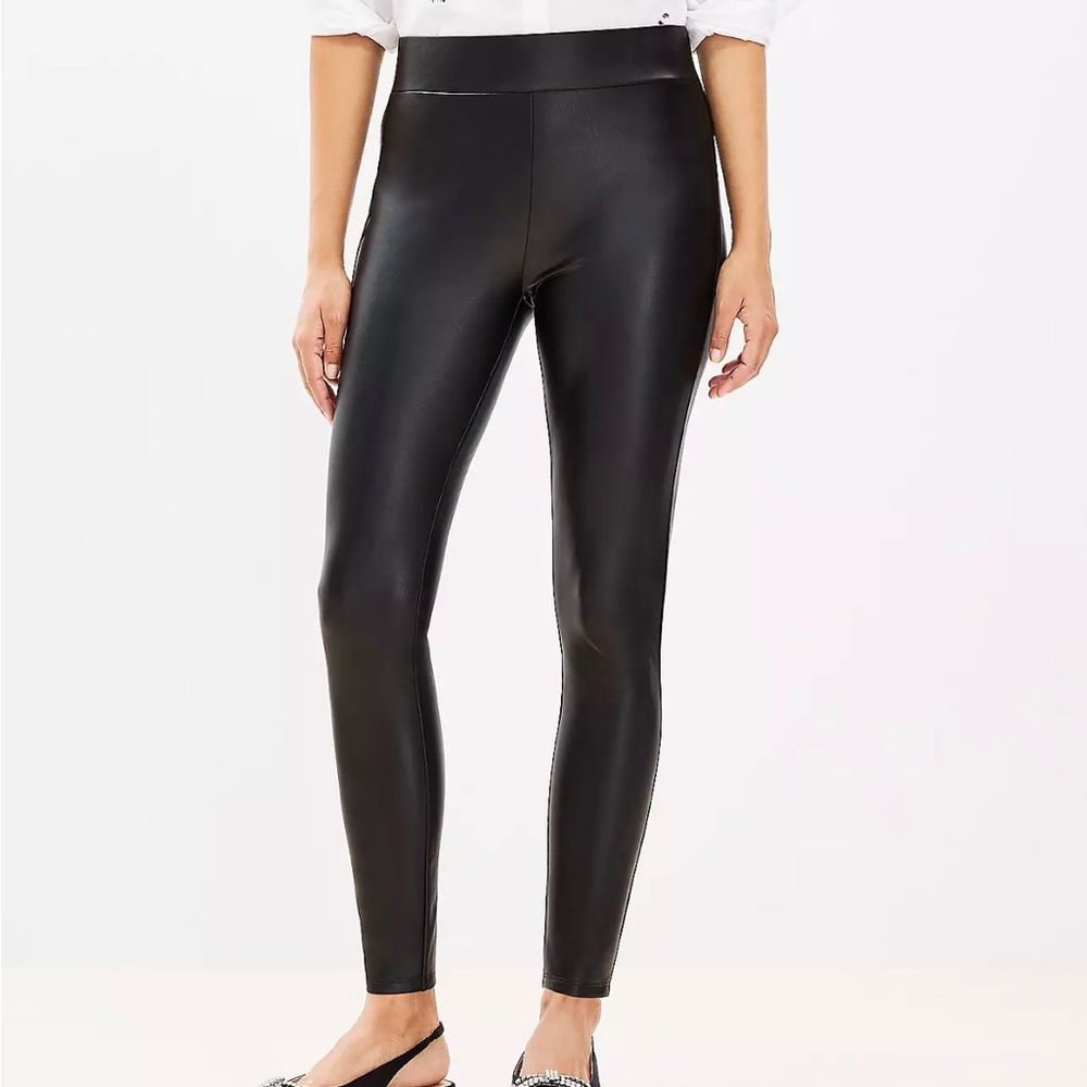 Faux leather black leggings loft